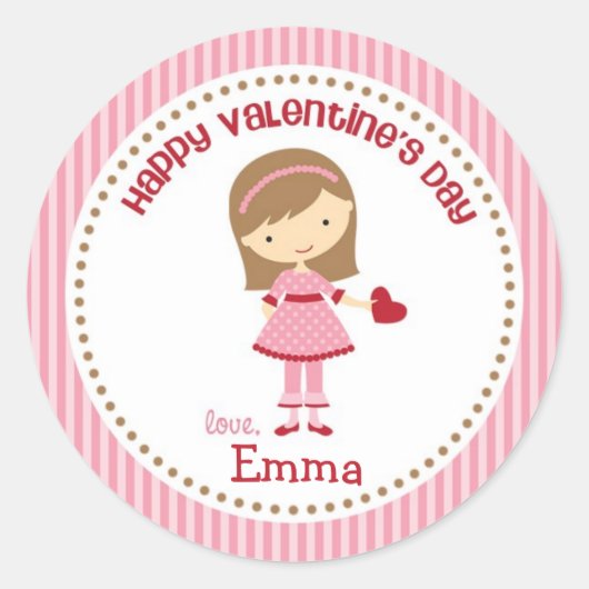 Meisje Valentijn Stickers (roze) - Kinderen Kinder (Voorkant)