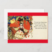 meisje van 1920 in het Briefkaart van de Valentij (Voorkant / Achterkant)