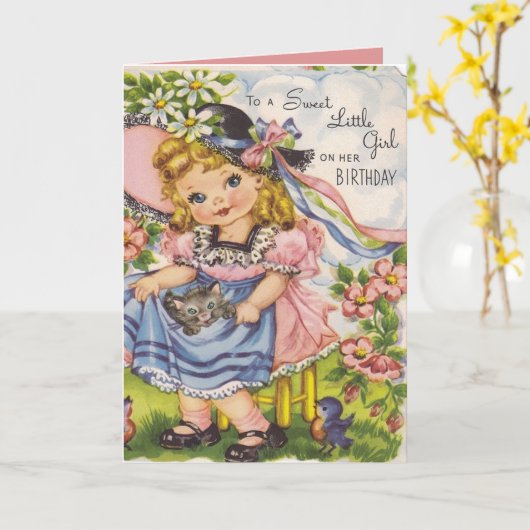  meisje van Birthday voeg berichtkaart toe Kaart (Gele Bloem)