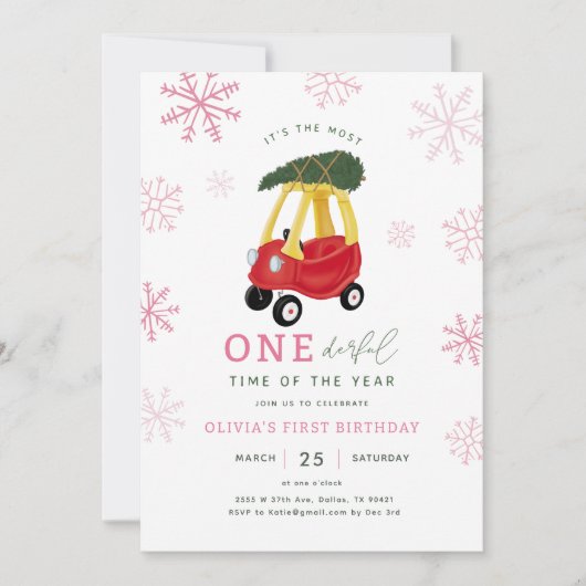 Meisje van de eerste verjaardag van het jaar kaart (Voorkant)