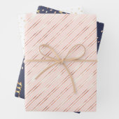 Meisje van de moderne roze goudwitte marinemeisje inpakpapier vel (In situ)