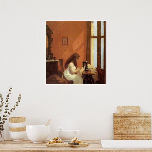 Meisje van de naaimachine Edward Hopper Poster (Keuken)