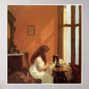 Meisje van de naaimachine Edward Hopper Poster