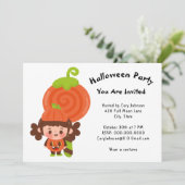 Meisje van de Pumpkin Costume Lollipop Halloween P Kaart (Staand voorkant)