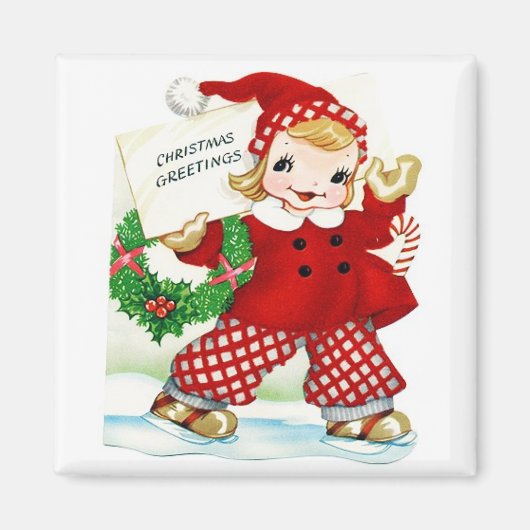 Meisje van de rode Vintage Magnet (Voorkant)