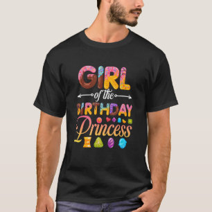 Meisje van de verjaardag prinses donut verjaardag t-shirt