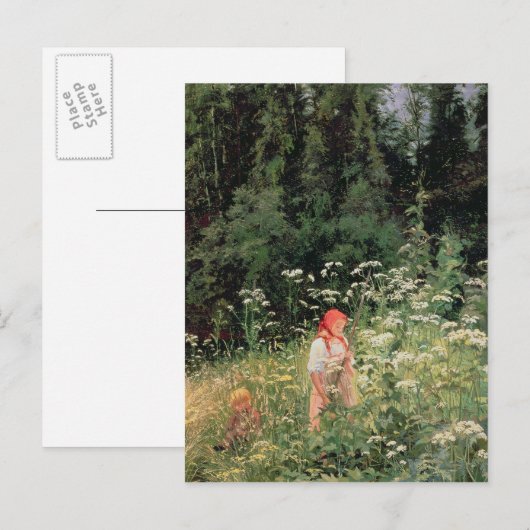 Meisje van de wilde bloemen, 1880 briefkaart (Voorkant / Achterkant)