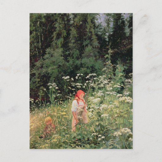 Meisje van de wilde bloemen, 1880 briefkaart (Voorkant)