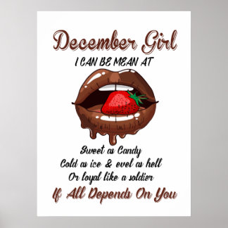 Meisje van december Ik kan op snoep worden als Sno Poster