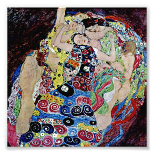 Meisje van Gustav Klimt, art nouveau, art deco,vi Foto Afdruk