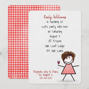 Meisje van het 60ste verjaardagsfeest met wijn kaart