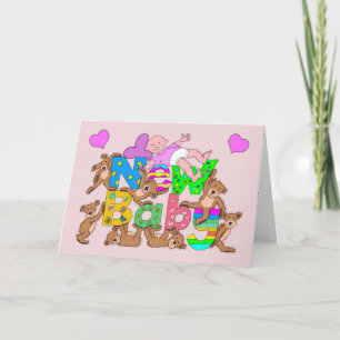 Meisje van het Baby van gelukwensen het Nieuwe met Kaart