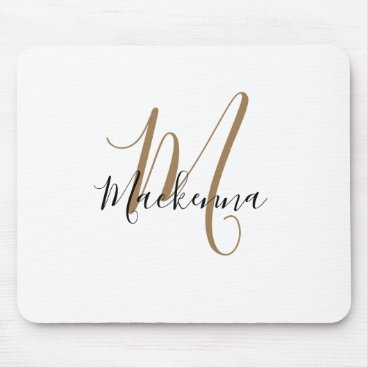 Meisje van het moderne zwarte goudmonogram van Ele Muismat (Voorkant)