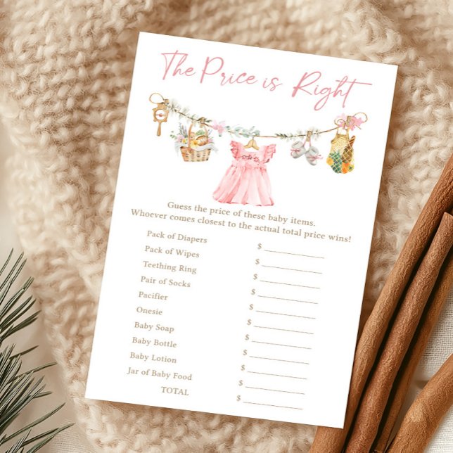 Meisje van hier geteeld De Prijs is Juist spel (Pink Locally Grown Clothesline Baby Shower The Price Is Right Game)