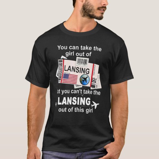 Meisje van Lansing Boarding Pass Flight Ticket Lan T-shirt (Voorkant)