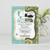 Meisje van Mermaid & Army Boy Girl Birthday Shared Kaart (Staand voorkant)