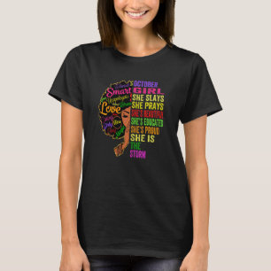 Meisje van oktober Ze speelt en beest oktober T-shirt