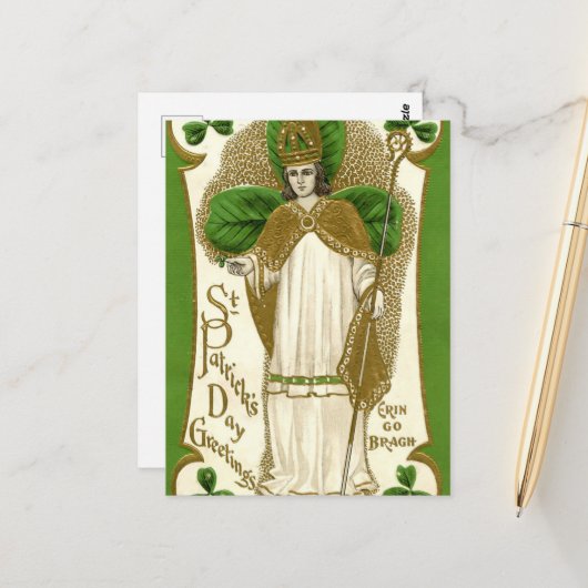  meisje van Saint Patrick's Day Briefkaart (Voorkant / Achterkant in situ)