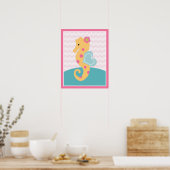 Meisje van Sea Sweeties Zeeleven Roze Zeepaardje K Poster (Keuken)