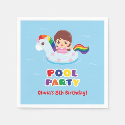 Meisje van Unicorn Float Kinderen van de verjaarda Servet (Voorkant)