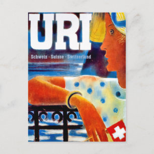 Meisje van Uri, zwitserland. Vintage Briefkaart