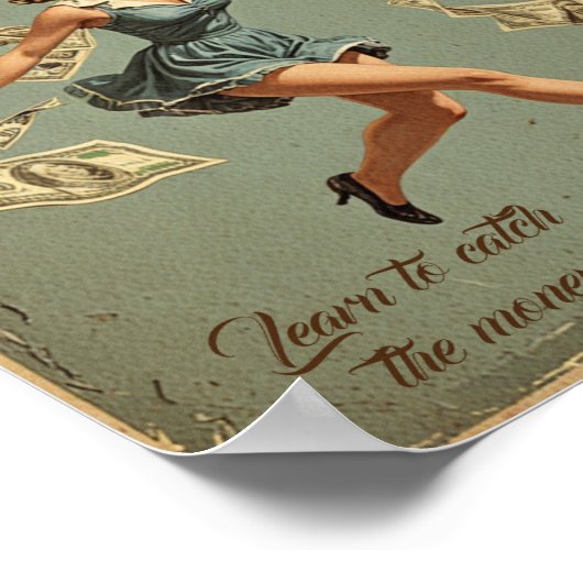 meisje vangen het geld poster (Hoek)