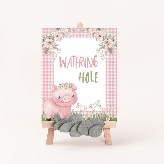 Meisje Varken Watering Hole Sign, Boerderij Party Poster