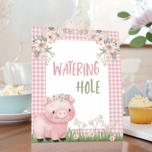 Meisje Varken Watering Hole Sign, Boerderij Party  Poster