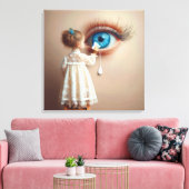 Meisje veegt tranen weg canvas afdruk (Insitu (Woonkamer))