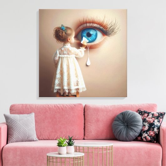 Meisje veegt tranen weg canvas afdruk (Insitu (Woonkamer))