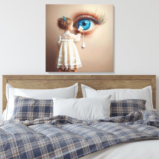 Meisje veegt tranen weg canvas afdruk (Insitu (Slaapkamer))