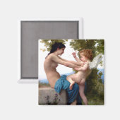 Meisje verdedigt zichzelf tegen het schilderen van magneet (Voorkant / Achterkant)