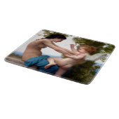 Meisje verdedigt zichzelf tegen het schilderen van snijplank (Hoek)