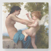 Meisje verdedigt zichzelf tegen het schilderen van stenen onderzetter (Voorkant)