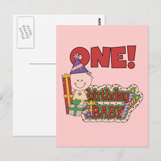 Meisje Verjaardag Baby Tshirts en geschenken Briefkaart (Voorkant / Achterkant)
