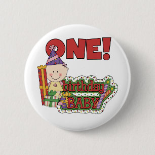 Meisje Verjaardag Baby Tshirts en geschenken Ronde Button 5,7 Cm