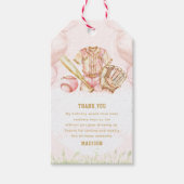 Meisje Verjaardag Baseball Roze Goud Cadeaulabel (Voorkant)