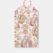 Meisje Verjaardag Baseball Roze Goud Cadeaulabel (Achterkant)