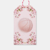 Meisje verjaardag basketbal roze goud cadeaulabel (Achterkant)