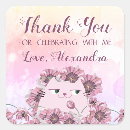 Meisje Verjaardag Bedankt Sticker Lief Feestje (Voorkant)