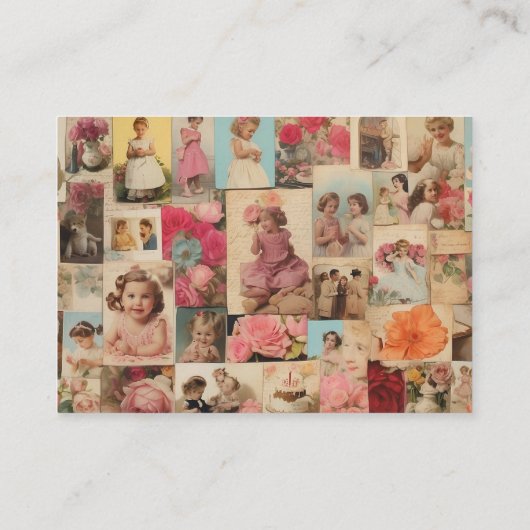 Meisje Verjaardag Collage Contactkaartje (Achterkant)