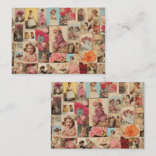 Meisje Verjaardag Collage Contactkaartje (Voorkant / Achterkant)