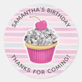 Meisje Verjaardag dank u Ronde Sticker