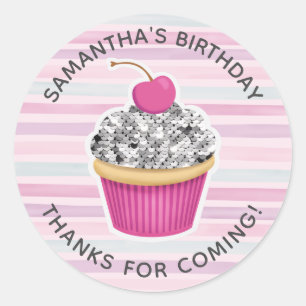 Meisje Verjaardag dank u Ronde Sticker