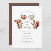 Meisje verjaardag eekhoorn uitnodigingen (Voorkant / Achterkant)