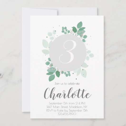  Meisje Verjaardag Floral laurel Kaart (Voorkant)