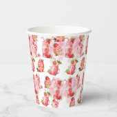 Meisje Verjaardag Gepersonaliseerde Aardbei Milksh Papieren Bekers (Achterkant)
