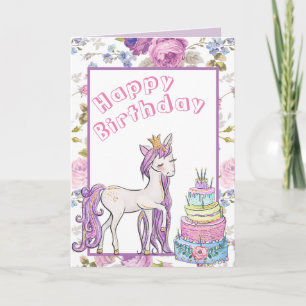Meisje Verjaardag Gift Goud Eenhoorn Custom Person Kaart
