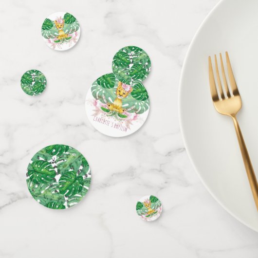 Meisje Verjaardag I Doop Leeuw gepersonaliseerd Confetti (Groep)