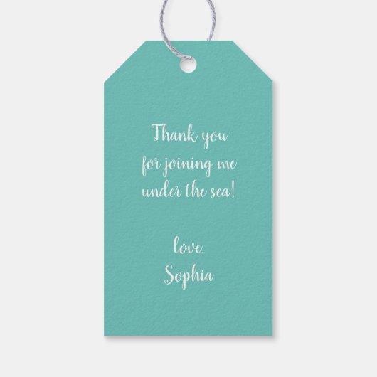 Meisje Verjaardag Kat Meermin Onder de Zee Dank je Cadeaulabel (Achterkant)